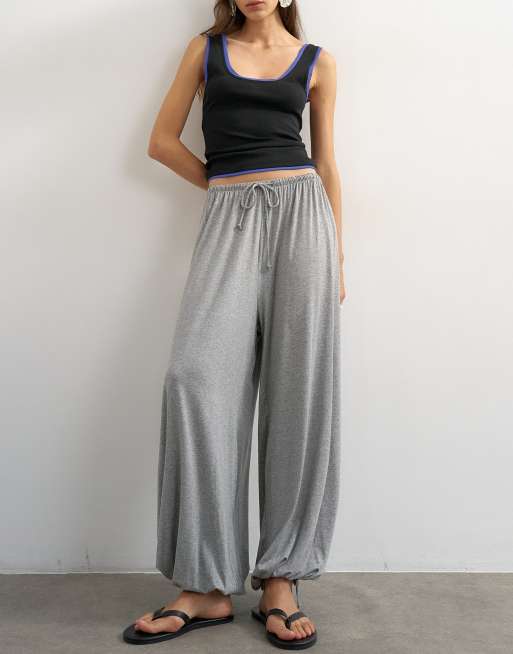 Topshop – Hose aus Jersey-Viskose in meliertem Grau mit Ballon-Schnitt, 3 von 5