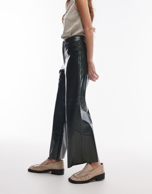 Topshop – Hose aus khakifarbenem Vinyl in ungewöhnlicher Länge, 5 von 5