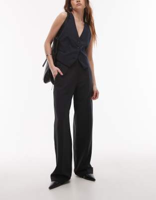 Topshop - Hose aus Twill in Schwarz mit geradem Bein