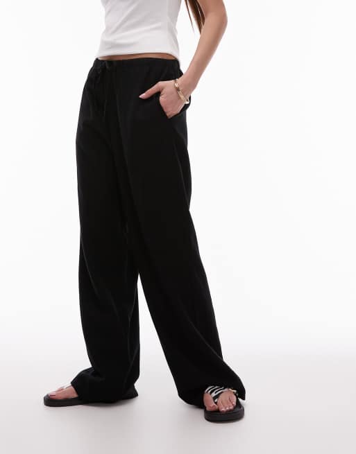 Topshop – Hose mit geradem Schnitt aus Leinen in Schwarz, 2 von 5