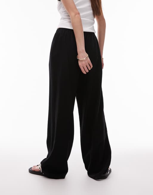 Topshop – Hose mit geradem Schnitt aus Leinen in Schwarz, 3 von 5