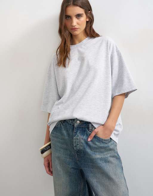 Topshop Hotel Beverley graphic oversized tee in gray, 4 of 4