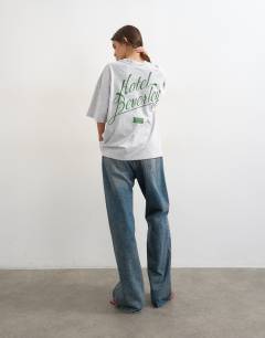 Hotel Beverley graphic oversized tee in grey