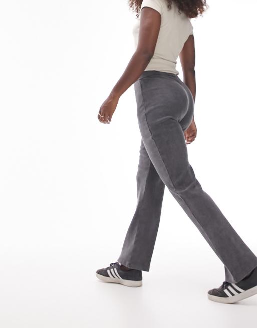 Topshop Hourglass acid wash rib straight leg trouser in charcoal | ASOS