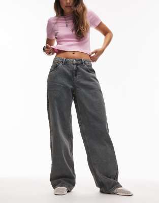 Topshop Hourglass Cinch Back Jeans In Gray