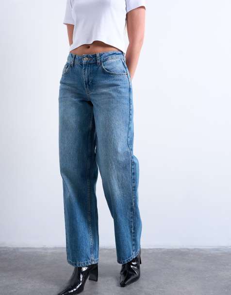 Topshop Hourglass - Cinch - Jeans comodi a vita bassa lavaggio blu vintage con cinturino - view 1