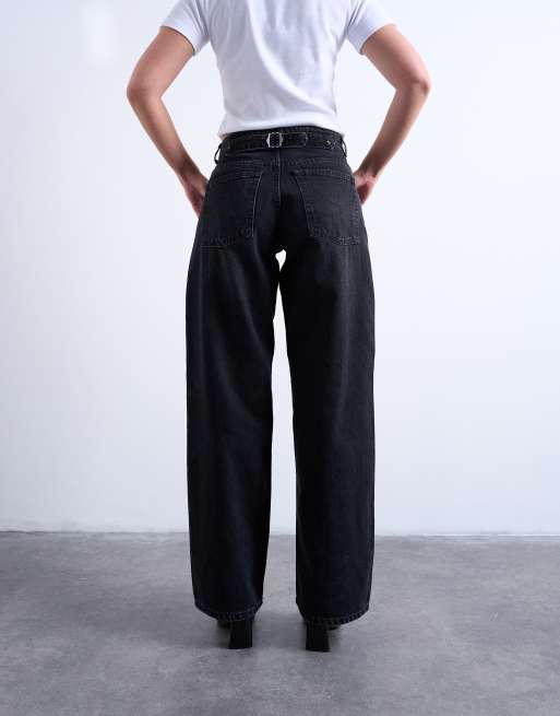 Topshop Hourglass - Cinch - Jeans comodi nero slavato, 3 di 7