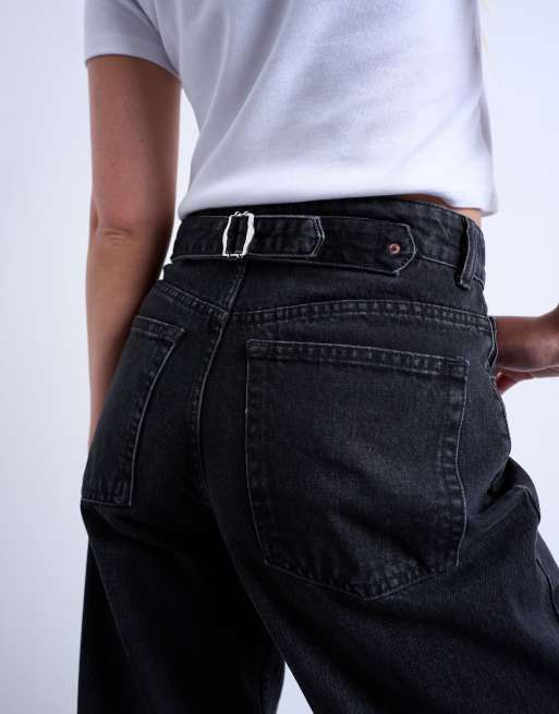 Topshop Hourglass - Cinch - Jeans comodi nero slavato, 5 di 7