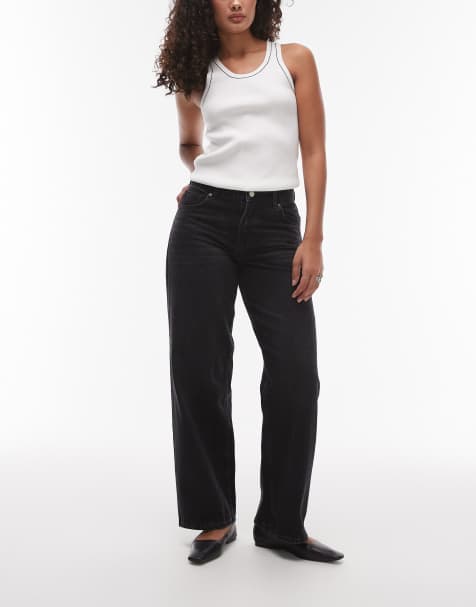 Topshop Hourglass – Cinch – Locker geschnittene Jeans in verwaschenem Schwarz - view 1