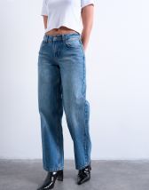 Topshop Hourglass Cinch low rise relaxed jean in vintage blue