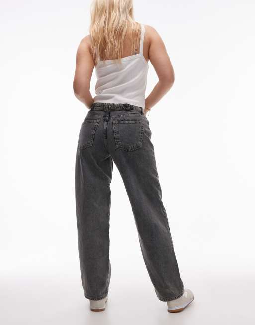 Topshop Hourglass Cinch low rise relaxed jeans in gray 