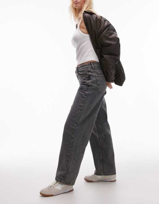 Topshop Hourglass Cinch low rise relaxed jeans in gray 