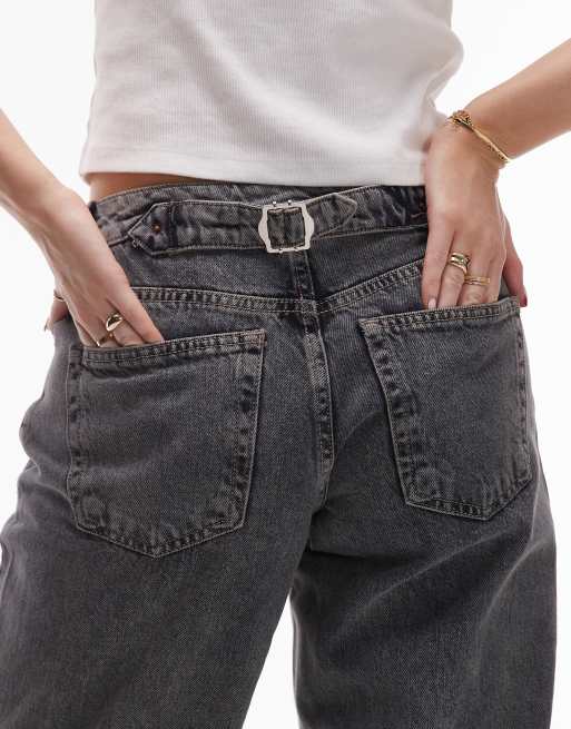 Topshop Hourglass Cinch low rise relaxed jeans in gray 