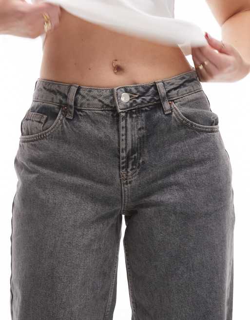 Topshop Hourglass Cinch low rise relaxed jeans in gray 