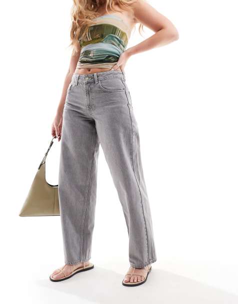 Topshop Hourglass Cinch low rise relaxed jeans in vintage gray - view 1