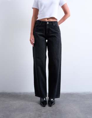 Topshop Hourglass Cinch relaxed jean in washed black