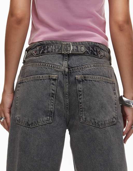 Topshop Hourglass – Cinch – Relaxed-Jeans in Blaugrau , 4 von 5