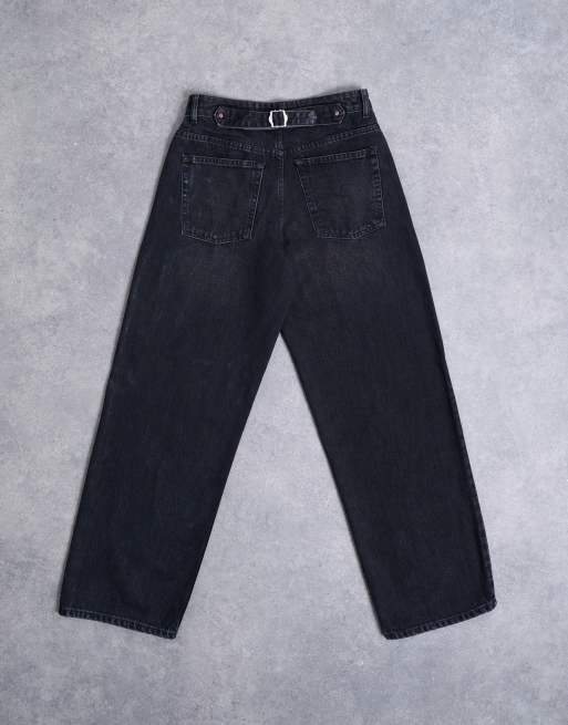 Topshop Hourglass Cinch relaxed jeans in washed black, 7 of 7