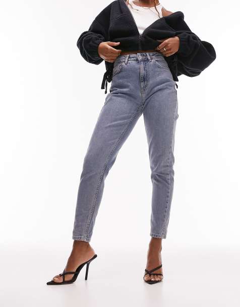 Topshop Petite Moto White Ripped Mom Jeans, $70, Topshop