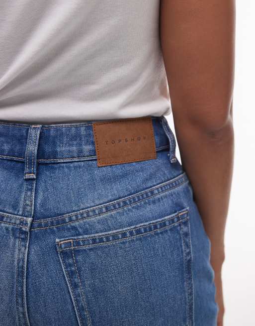 Topshop Hourglass denim Editor shorts in mid blue