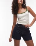 [Topshop Hourglass] Topshop Hourglass denim Editor shorts in raw look indigo-Blue 16 RAW