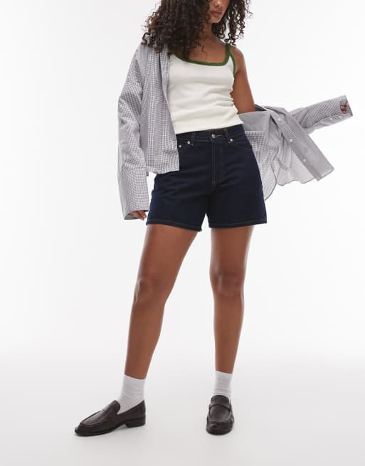 Topshop Hourglass denim Editor shorts in raw look indigo, 3 of 5