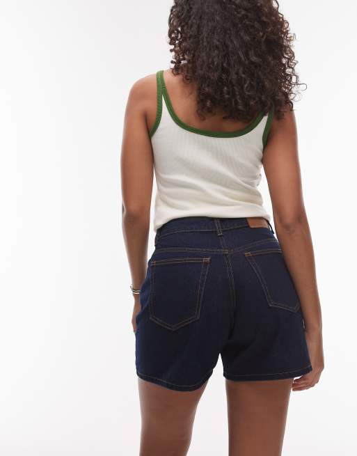 Topshop Hourglass denim Editor shorts in raw look indigo, 4 of 5