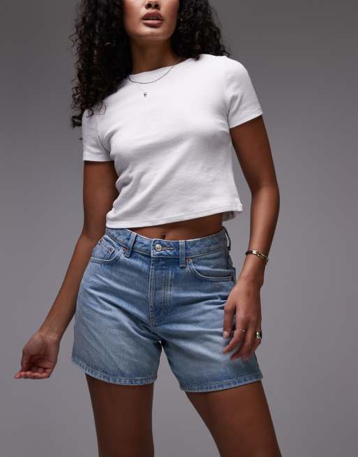 Topshop - Hourglass - Editor - Denim short in bleekwassing, 2 van 5