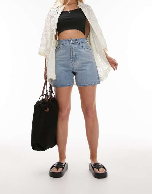 Topshop - Hourglass - Editor - Denim short met gebleekte wassing, 2 van 4