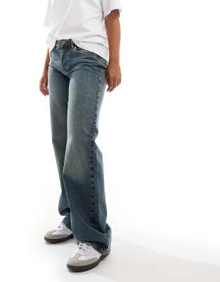 Topshop Hourglass - Ember - Jeans in Rußblau mit geradem Schnitt und niedrigem Bund