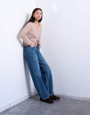 Topshop Hourglass Ember Low Rise Straight Leg Jeans In Blue
