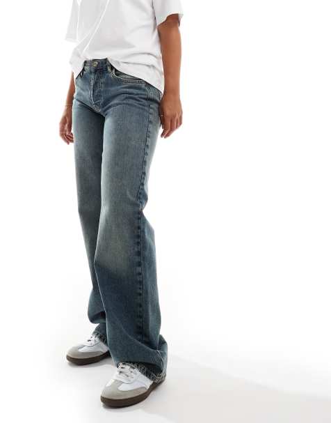 Topshop Hourglass Ember low rise wide leg jean in grime blue - view 1