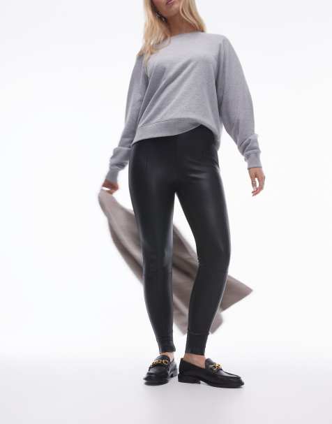 Topshop Hourglass – Eng geschnittene Hose aus Kunstleder in Schwarz - view 1