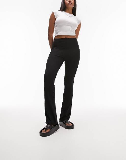 Topshop Hourglass – Eng geschnittene Hose aus schwarzem Rippmaterial