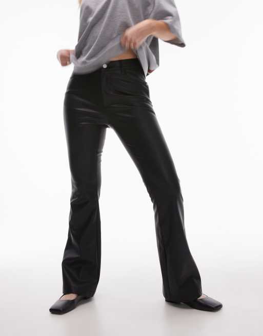 Topshop Hourglass faux leather flare trouser in black ASOS - Main Image