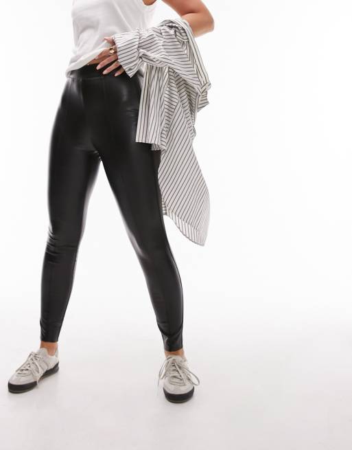 High Waist Active Stretch Faux Leather Leggings