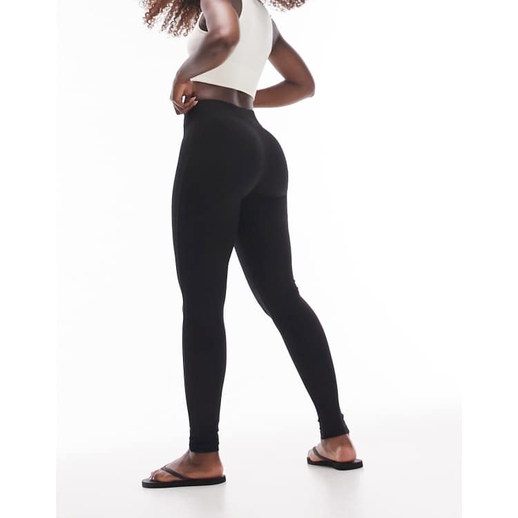 Topshop Unique Full Length Heavy Weight legging With Deep Waistband in  Black