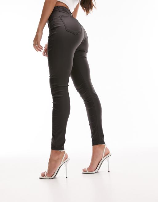 Topshop Hourglass high rise Joni jeans in coated black 