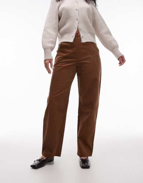 Topshop – Hourglass – Hose aus Cord in Braun mit weitem Beinschnitt - view 1