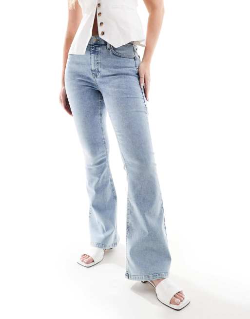 Topshop Hourglass – Jamie – Blekta, utsvängda jeans med hög midja