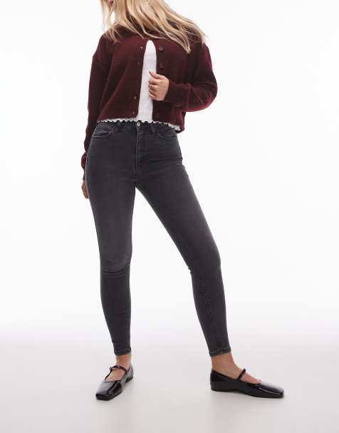Topshop Hourglass – Jamie – Czarne sprane jeansy o obcisłym kroju z podwyższonym stanem - view 1