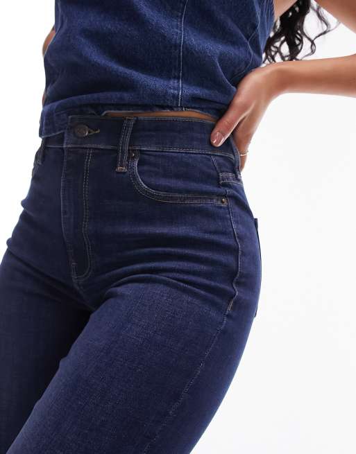 Topshop Hourglass – Jamie – Djupblå, utsvängda jeans med hög midja , 5 av 5