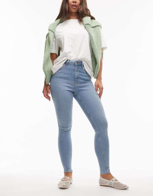 Topshop Hourglass – Jamie – Dopasowane jasnoniebieskie jeansy z podwyższonym stanem