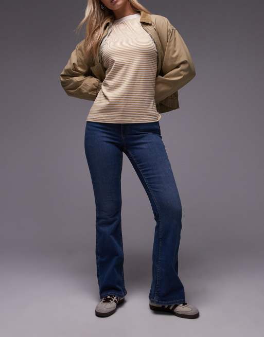 Topshop Hourglass - Jamie - Flared jeans met hoge taille in middenblauw