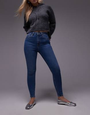 Topshop Hourglass Jamie high rise skinny jean in mid blue