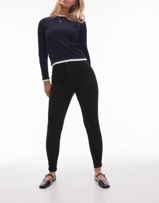 Buy Topshop women skinny fit solid leggings black Online