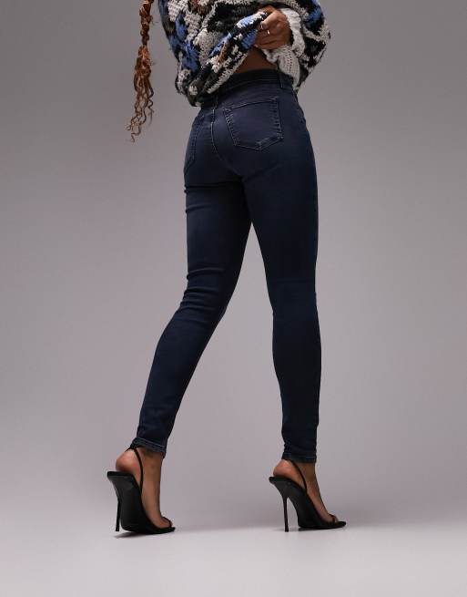 Topshop Hourglass Jamie jeans in blue black