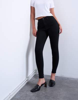 Topshop Hourglass - Jamie - Jeans in Schwarz mit hohem Bund