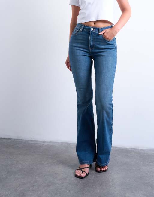 Topshop Hourglass – Jamie – Mellanblå, utsvängda jeans med hög midja, 2 av 7