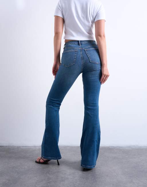 Topshop Hourglass – Jamie – Mellanblå, utsvängda jeans med hög midja, 3 av 7